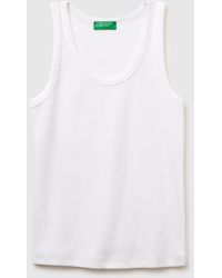 Benetton - Benetton, Wide-Neck Ribbed Tank Top - Lyst