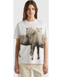 Benetton - Warm T-shirt With Horse Print - Lyst