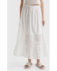 Benetton - Skirt With Broderie Anglaise - Lyst