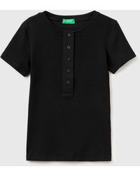 Benetton - Benetton, Ribbed Henley T-Shirt - Lyst