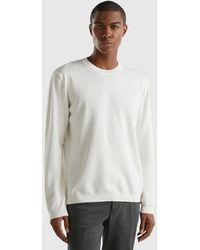 Benetton - Pull 100 % Coton À Col Rond - Lyst