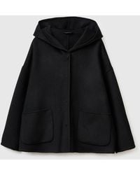 Benetton - Benetton, Kapuzenjacke Aus Wollmischung, Größe, Schwarz, Damen - Lyst