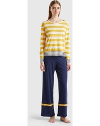 Benetton - Striped Viscose Blend Pyjamas - Lyst