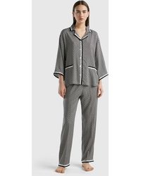Benetton - Monogram Pyjamas In Sustainable Viscose - Lyst