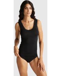 Benetton - Benetton, Modal Tencel Tank Top With Lace - Lyst