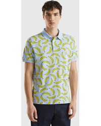 Benetton - Polo With Banana Pattern In Organic Cotton - Lyst