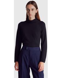 Benetton - Benetton, Suéter Negro De Cuello Alto En Mezcla De Lana Y Cachemira, Talla, Negro, Mujer - Lyst