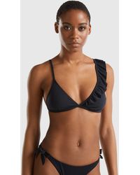 Benetton - Triangle Bikini Top With Frill In Econyl® - Lyst
