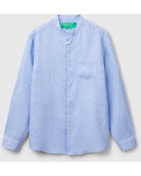 Benetton - Benetton, Linen Short With Mandarin Collar - Lyst