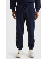 Benetton - Dark Blue Joggers With Stripes - Lyst