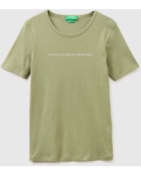 Benetton - Benetton, Short Sleeve T-Shirt With Glitter Logo - Lyst