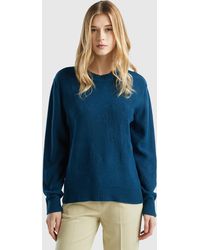 Benetton - Cashmere Blend Sweater With Floral Designs - Lyst