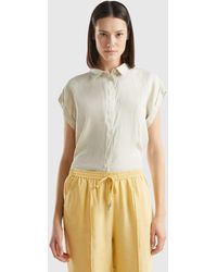 Benetton - Boxy Fit Shirt In Pure Linen - Lyst