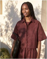 Benetton - Benetton, Cropped Shirt With Floral Embroidery - Lyst