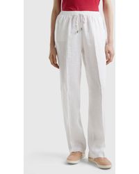 Benetton - Trousers In Pure Linen With Elastic - Lyst