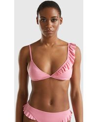 Benetton - Triangle Bikini Top With Frill In Econyl® - Lyst