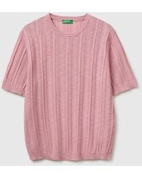 Benetton - Benetton, Short-Sleeved Linen Blend Sweater - Lyst