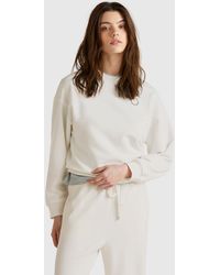 Benetton - Benetton, Sudadera Con Cuello Redondo En Mezcla De Algodón, Blanco Crema, Mujer - Lyst