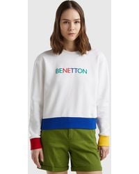 Benetton - Felpa 100% Cotone Con Stampa Logo - Lyst