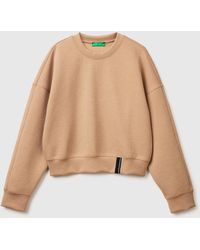 Benetton - Benetton, Boxy Fit Sweatshirt With Crest On The Back - Lyst