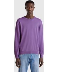 Benetton - Benetton, Jersey De Cuello Redondo De 100% Algodón, Morado, Hombre - Lyst