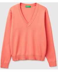 Benetton - Benetton, Dark V-Neck Sweater - Lyst