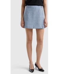 Benetton - Mini Skirt In Tweed - Lyst