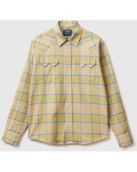 Benetton - Benetton, Kariertes Westernhemd, Größe, Gelb, Herren - Lyst