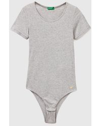 Benetton - Benetton, Ribbed Viscose Bodysuit - Lyst