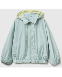 Benetton - Benetton, Chaqueta Suave Con Capucha, Talla, Verde Agua, Mujer - Lyst