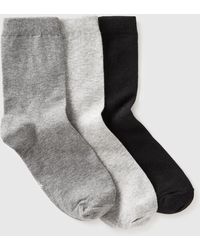 Benetton - Benetton, Three Pairs Of Solid-Colored Medium Socks - Lyst
