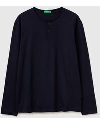 Benetton - Benetton, T-Shirt With Henley Neck - Lyst