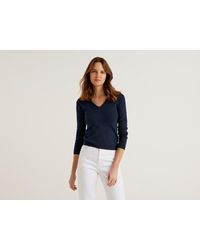 Benetton, maglia girocollo 100% cashmere, taglia xs, ciclamino, donna -  Stileo.it