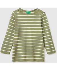 Benetton - Benetton, Striped T-Shirt With Boat Neck - Lyst