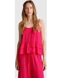 Benetton - Benetton, Flowy Top With Flounce - Lyst