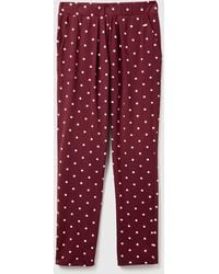 Benetton - Benetton, Pantalones Cálidos De Lunares, Talla, Burdeos, Mujer - Lyst
