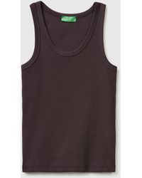 Benetton - Benetton, Wide-Neck Ribbed Tank Top - Lyst