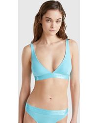 Benetton - Benetton, Sujetador Triangular De Algodón Elástico, Turquesa, Mujer - Lyst