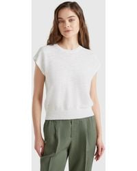 Benetton - Benetton, Gilet En Coton Et Lin Mélangés, Blanc, Femme - Lyst