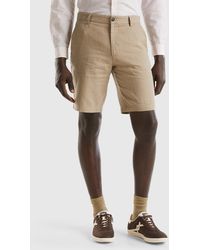 Benetton - Striped Shorts In Linen Blend - Lyst
