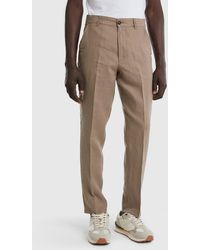 Benetton - Chinos In Pure Linen - Lyst