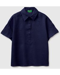 Benetton - Benetton, 100% Linen Short-Sleeved Blouse - Lyst