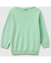 Benetton - Benetton, Sage Sweater With Boat Neck - Lyst