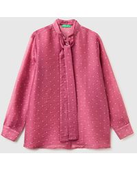 Benetton - Benetton, Flowy Shirt With Micro Polka Dots - Lyst