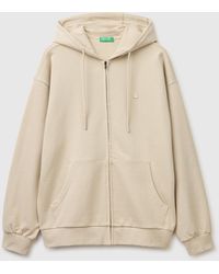 Benetton - Benetton, Cotton Sweatshirt With Zip And Hood - Lyst