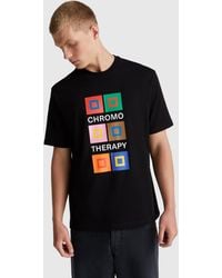 Benetton - Benetton, Camiseta De Corte Relajado Con Estampado, Talla, Negro, Hombre - Lyst