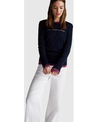 Benetton - Benetton, Long Sleeve T-Shirt With Glitter Logo - Lyst