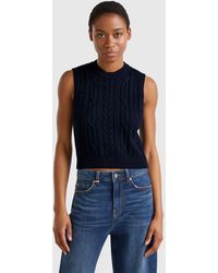 Benetton - Benetton, Cropped Braided Vest - Lyst