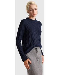 Benetton - Benetton, Cashmere Blend Sweater With Cable Knit - Lyst