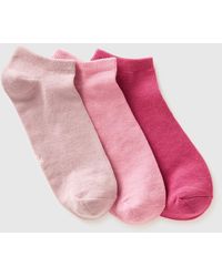 Benetton - Benetton, Three Pairs Of Plain Short Socks - Lyst